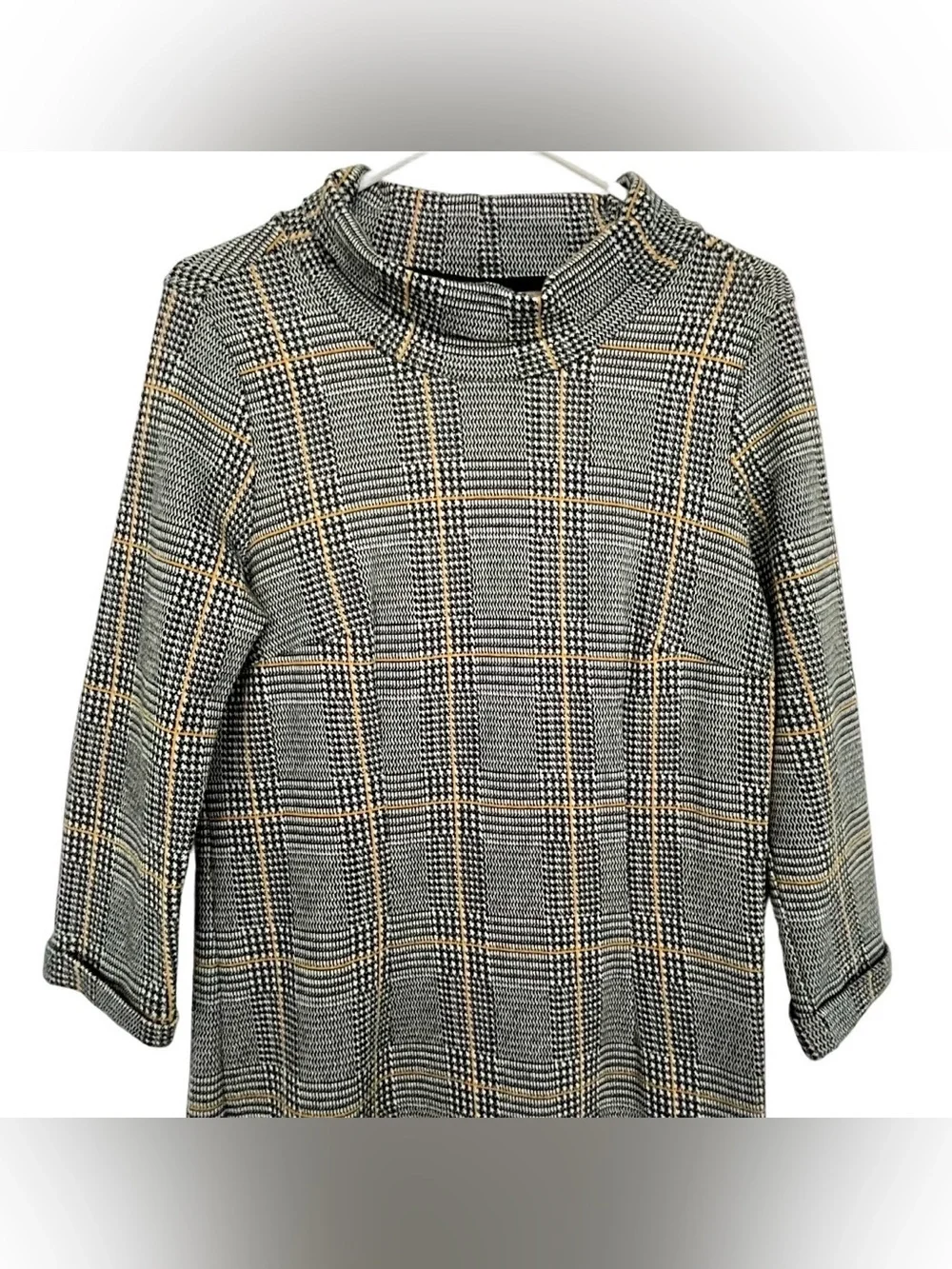 Tom Tailor Classic Houndstooth 1/2 Sleeve Funnel Neck Mini Dress EU 40/ US 8 - Picture 5 of 16